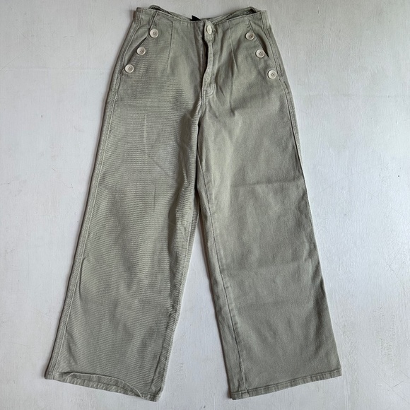 Miou Muse Wide Leg Sailor Pants in Sage - Picture 3 of 9